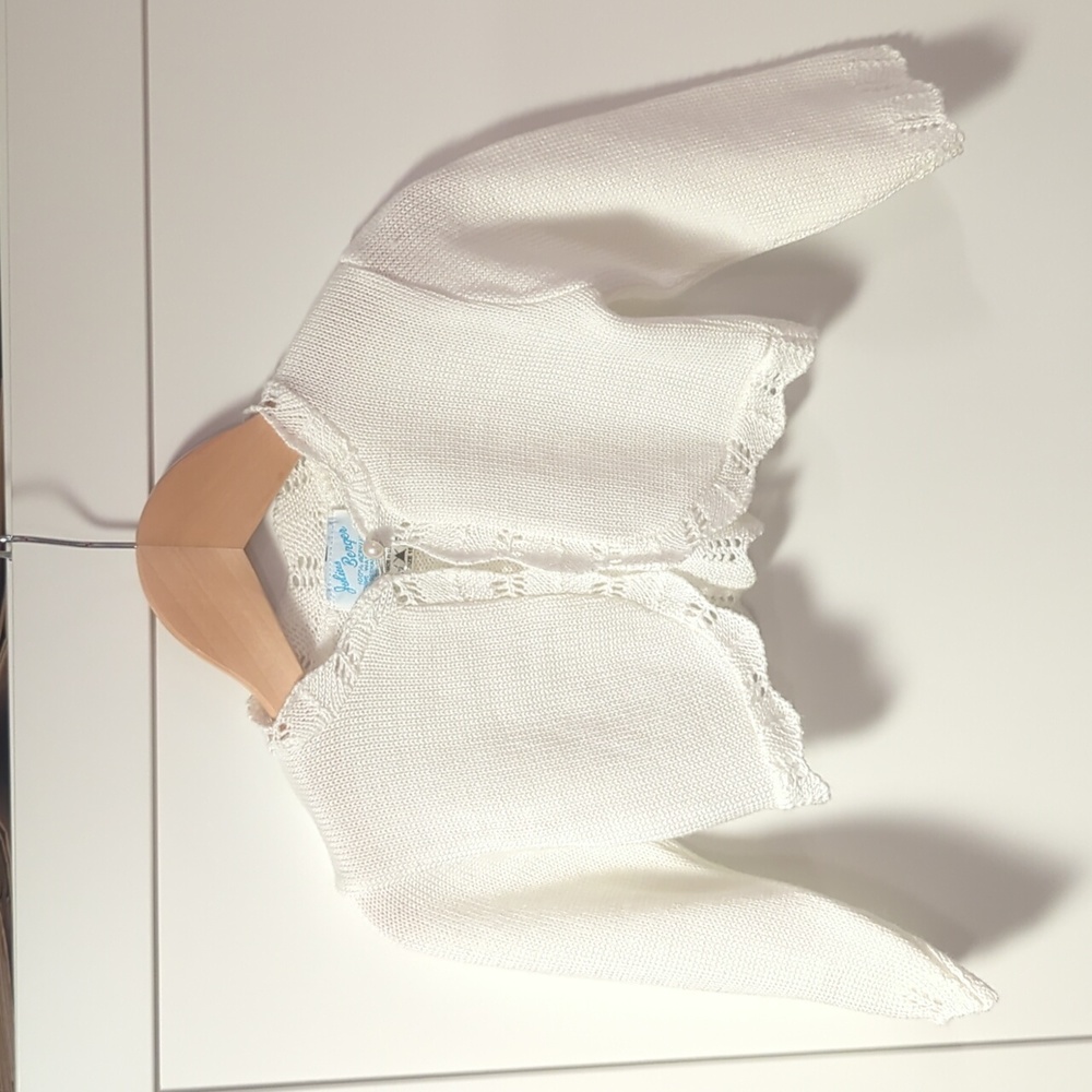 Julius Berger Infant Girls 18M White Scalloped Edge Bolero Sweater Long Sleeve